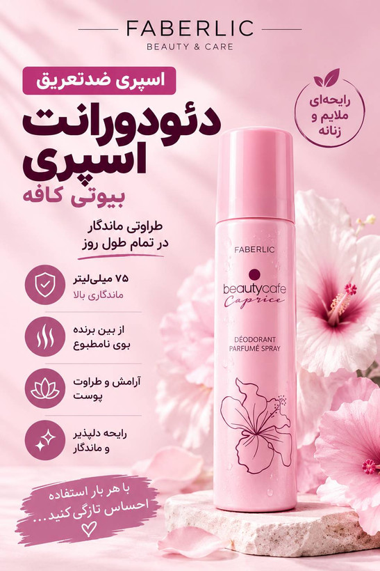 اسپری دئودورانت عطری کاپریس با رایحه گاردنیا، یاس و وانیل